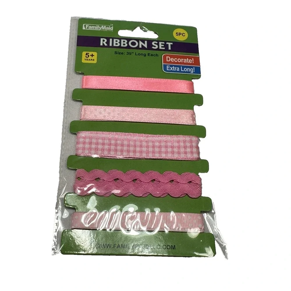 family maid ribbon set 39‎ inches long each 5 piece PINK